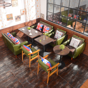 Juego de Mesa <span class=keywords><strong>y</strong></span> Sillas <span class=keywords><strong>para</strong></span> Cafetería, Restaurante Occidental, Tienda de Té con Leche Retro, Bistro, Bar Tranquilo, Restaurante Musical, Sofá <span class=keywords><strong>para</strong></span> Cabinas - Product Image 1