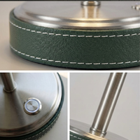 Lampe de table de chevet de luxe élégante pour restaurant, sans fil, à intensité variable, à commande tactile, en cuir cousu de qualité supérieure, rechargeable