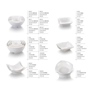 Vajilla de melamina imitación porcelana A8, tazón cuadrado de plástico para sopa, tazón de arroz de resina blanca, creativo para cantina de hotel y comida rápida - Product Image 4