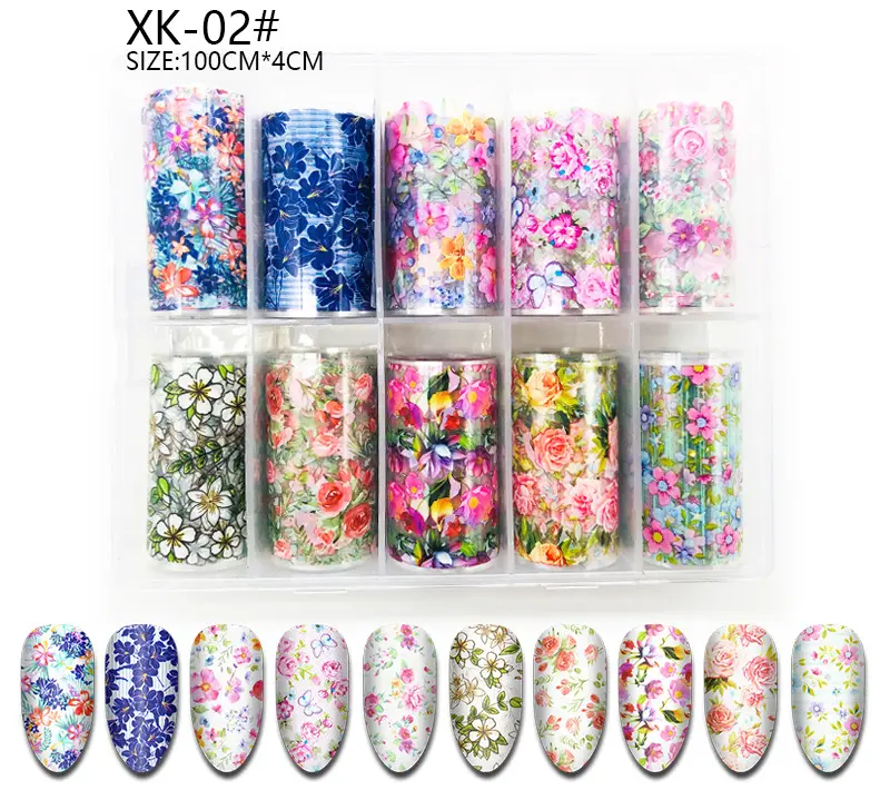 2020 RTS 10 Grid Set Color Laser Nail Stickers Black and White Lace 4cm Color Star Paper Nail Star Transfer Paper