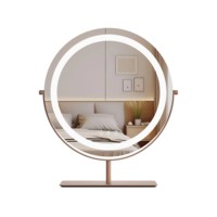 Miroir de maquillage de table portable à LED, 3 couleurs, éclairage réglable, rond, pour le bureau
