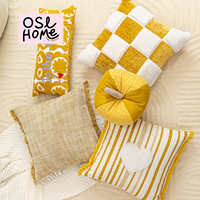 Coussin décoratif à carreaux jaunes et blancs pour la décoration de canapé de maison d'hôtes, housse de coussin pour ameublement doux