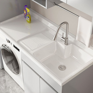 Mesa de lavabo de <span class=keywords><strong>aluminio</strong></span> de nido de abeja moderna de una pieza impermeable MDF baño balcón tambor altura <span class=keywords><strong>lavadora</strong></span> gabinete - Product Image 5