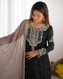 Colección de diseñador Pure Heavy Faux Georgette Totalmente cosido Ready Wear Party Wear Tradicional Salwar Kameez Top-Bottom Dupatta - Product Image 6