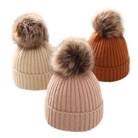Bonnet Enfant Hiver Accessoires Tricot Pompon Bébé Bonnet Fourrure Fille Garçon