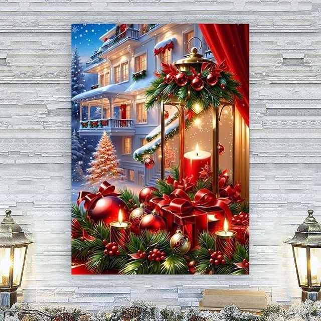 Christmas Festivals 5D DIY Diamond Painting Kits, Full Round Drill Diamond Paintings for Adults for Home Wall Decor