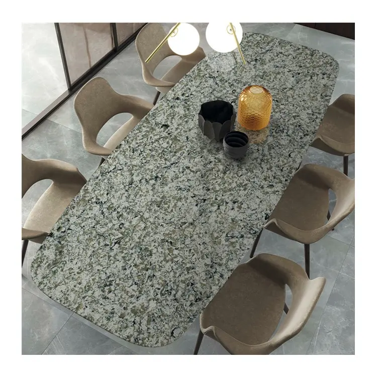 macostone artificial customized green quartz dining tabletop with wholesale price