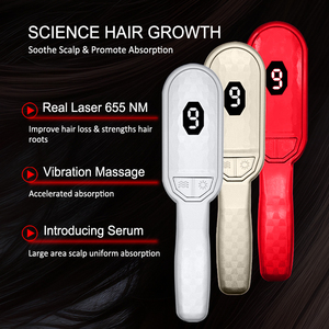 Masaje de vibración más vendido, activar el cuero cabelludo, luz roja, masajeador de cabeza de cabello anticaída, el mejor peine eléctrico para el crecimiento del cabello con láser - Product Image 4