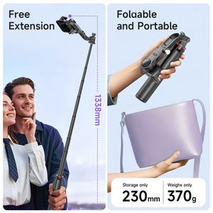 Stabilisateur de cardan OEM avec suivi facial IA, trépied et perche à <span class=keywords><strong>selfie</strong></span> avec lumière LED, design pliable, longueur extensible de 1388 mm - Product Image 1