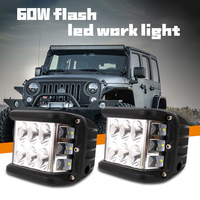 4 Zoll Auto-Zubehör 3-Farben 60W LED-Arbeitsscheinwerfer Bernsteinfarbene Stroboskop-Lichtleiste Blinkende Nebelleuchte für LKW SUV ATV Boot