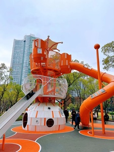 Attrezzature per Parco Giochi all'Aperto a Tema Spaziale Personalizzate, Sport e Ricreazione, Strutture in Metallo, Doppio Scivolo in Acciaio Inox a Forma di Razzo - Product Image 2