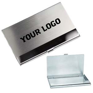 Tarjetero de Metal Plateado con Logotipo Personalizado, de Acero Inoxidable, para Tarjetas de Identificación, Crédito y Negocios, en Oferta - Product Image 1