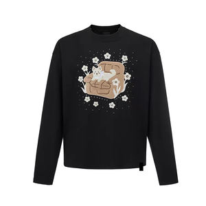 时尚休闲动物标志水钻 100% 棉小号运动衫新款圆领常规版型套头衫男女秋季 - Product Image 5