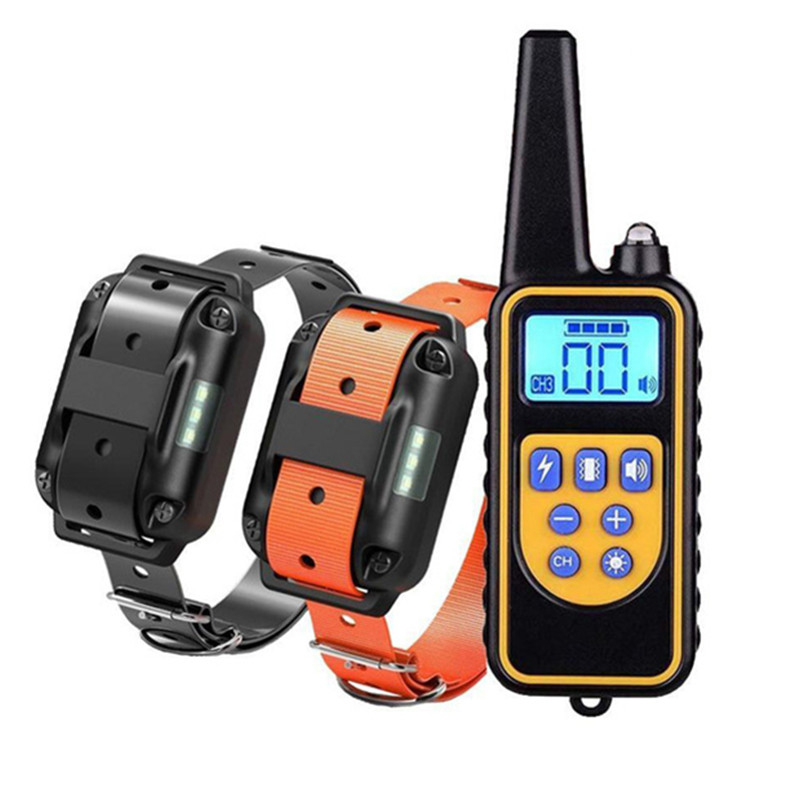 Collar electrónico de entrenamiento para perros, dispositivo con pantalla LCD de 800m, resistente al agua y antiladridos, recargable, con control remoto