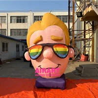 Tête humaine géante gonflable, visage imprimé personnalisé, PVC, forme de tête de dessin animé 3D, ballon