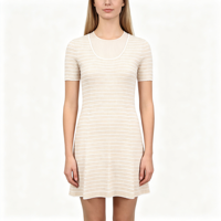 Robe pull slim en maille à rayures bleues mi-longue à manches courtes pour femme, qualité supérieure, personnalisable OEM & ODM, vente en gros - Harry Maxi