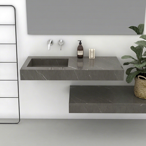 Évier mural en pierre de marbre de conception moderne fabriqué à la main lavabo ovale pour salle de bain lavage à la main traité mat - Product Image 1