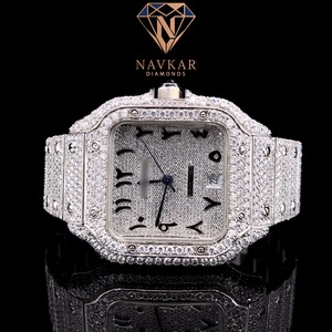 Reloj de Diamantes Moissanite VVS para Hombre, Regalo de Joyería para Él, Acero Inoxidable, Estilo Hip Hop, Relojes de Cuarzo para Hombre en India - Product Image 1