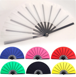 Large Colorful Folding Hand Fan Fabric Bamboo Fans 24 Inch for Men/Women Festival Dance Gift Festival Stock