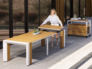 2026 Modern Outdoor Aluminum Transformer Dining <strong>Table</strong> and Chair Set Extendable Furniture for Hotel Garden <strong>Patio</strong> - Product Image 6