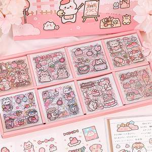 Fleur <span class=keywords><strong>transparente</strong></span> en vinyle étanche, autocollants Kawaii pour album pour ordinateur portable, autocollants de dessin animé pour feuilles cadeaux en boîte pour enfants - Product Image 5