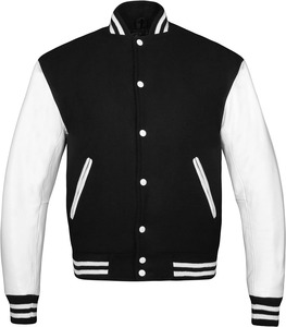 Vestes Letterman universitaires unisexes originales de style américain Printemps décontracté Polyester/coton cuir col montant coupe-vent - Product Image 1