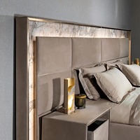 Ensemble de meubles de chambre à coucher de luxe sur mesure : lits Queen et King Size en marbre naturel, design grand écran, dernier modèle, recommandé par les designers