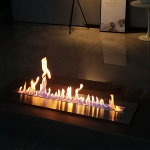Modern Designer Electric Fireplace Insert Steel Vented Bio Ethanol Burner with Remote Control Smart <strong>Indoor</strong> <strong>Fire</strong> for Villas - Product Image 1