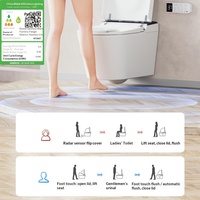 WC mural monobloc intelligent entièrement automatique en acier inoxydable avec commande vocale IA, auto-nettoyage, séchage à air chaud et couvercle relevable