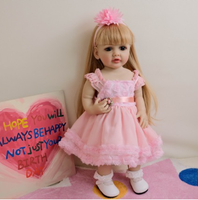Poupée réaliste Betty de 22 pouces, entièrement recouverte, en robe rose, poupée fille imitation très réaliste