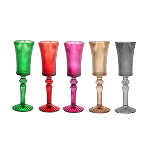 L Vintage gobelet à vin côtelé clair tige pour flûte à <span class=keywords><strong>champagne</strong></span> rayures verticales luxe classique pour hôtel verres métal verre - Product Image 3