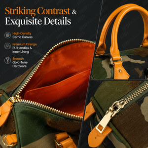 <span class=keywords><strong>Sac</strong></span> à main camouflage personnalisé pour femme avec logo, en toile et garniture en <span class=keywords><strong>cuir</strong></span> PU, <span class=keywords><strong>sac</strong></span> fourre-tout Boston à poignée supérieure, OEM - Product Image 4