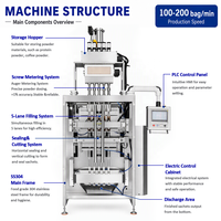 Machine de remplissage et d'emballage automatique multi-voies pour sachets de 25g de poudre de cacao instantanée et de chocolat en poudre, avec remplisseur à vis sans fin, prix usine