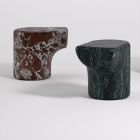 Table d'appoint en marbre naturel sculpté à la main, profil organique abstrait, en pierre massive, pour villa et projets de boutiques