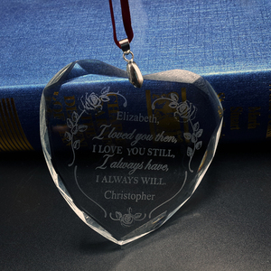 Popular en forma de corazón patrón de texto adornos de cristal decoración de Navidad ornamento personalizado - Product Image 2
