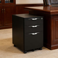 Armoire de classement de bureau en acier à 3 tiroirs verrouillables, mobile et verticale avec roulettes pour achats en gros