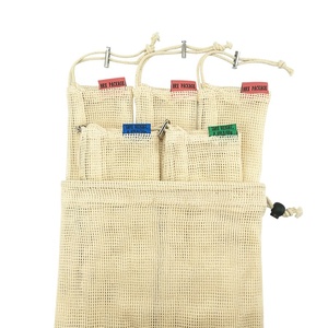 Sacchetti per Pane Personalizzati, Sacchetti Riutilizzabili per Imballaggio, Sacchetti Ecologici <span class=keywords><strong>in</strong></span> Cotone con Cordoncino per Frutta e Verdura - Product Image 5