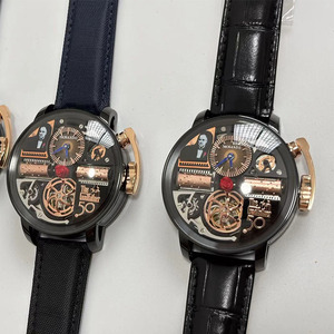 Orologio Meccanico Tourbillon da Uomo Serie <span class=keywords><strong>Godfather</strong></span>, Alta Gamma, in Acciaio Inossidabile, con Lancette, Vetro Zaffiro e Cinturino in Pelle - Product Image 2