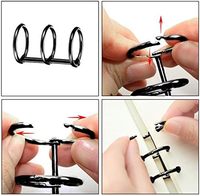 Accessoires de reliure pour carnet DIY, anneaux métalliques noirs de 25 mm de diamètre intérieur, 3 anneaux, 25x25x40mm, clip de reliure