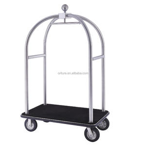 Équipement d'hôtel deux roues Golden Lobby <span class=keywords><strong>Cage</strong></span> à oiseaux chariot à bagages fournitures d'accueil chariot à bagages camion à main - Product Image 6
