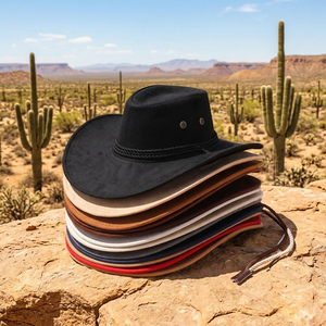 Chapeau de cowboy occidental personnalisé à large bord en velours de peau de cerf rayé pour les activités de plein air, les voyages et une utilisation en toutes saisons - Product Image 2