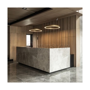 Modern Style Natural Grey Marble Commercial Furniture Reception <b>Desk</b> Front Table with <b>Cabinet</b> - Product Image 6