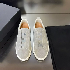 2026 Luxury Designer Sneakers Men's Low-Top Slip-On <b>Rubber</b> Outsole with Elastic Band Breathable Trend White Summer Walking Shoes - Product Image 5