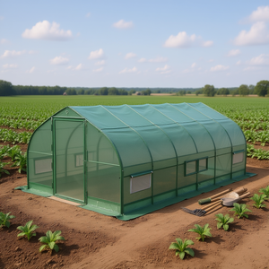 Invernadero tipo túnel de 10 x 20 con cubierta de lona Ripstop Leno, techo a dos aguas y ventanas enrollables para uso agrícola - Product Image 2
