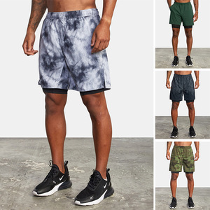 Shorts de sport décontractés pour hommes, double couche, couleur unie ou camouflage, pour le basketball, collection été <span class=keywords><strong>2023</strong></span>, idéal pour le fitness et le commerce transfrontalier. - Product Image 2
