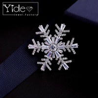 Broche de Noël en argent de haute qualité, motif flocon de neige, pour les fêtes