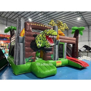 Château gonflable dinosaure avec toboggan, thème Jurassic, pour enfants, vente en gros, châteaux gonflables pour location commerciale - Product Image 2