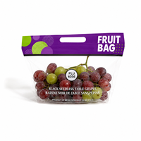 Sac d'emballage transparent personnalisé avec logo imprimé, 1LB 2LB, avec fermeture éclair et orifice d'aération pour fraises, raisins, cerises