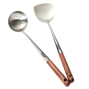 Kengqiao 304 Stainless Steel Wok Spatula Set Extended <b>Handle</b> Cooking Spoon Ladle Kitchen Tool Set For Frying <b>Pan</b> - Product Image 5