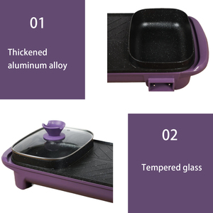 Sartén Eléctrica 2 en 1, Olla Eléctrica sin Humo, Plancha Antiadherente de Aluminio, Bandeja Multifuncional para Hornear, Control Mecánico, Uso en Interiores - Product Image 4